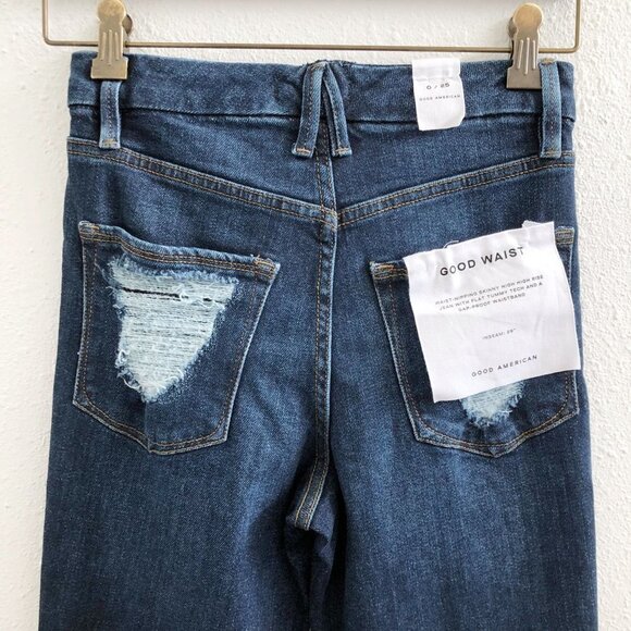 NWT GOOD AMERICAN Good Waist Distressed Back Pockets Size 25 - Picture 4 of 10
